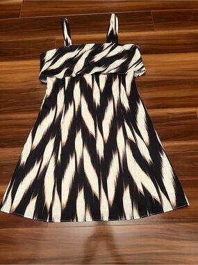 Banana Republic Black and Cream Striped Ruffle Sundress